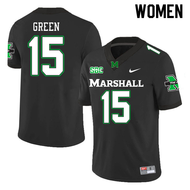 Women #15 Michael Green Marshall Thundering Herd SBC Conference College Football Jerseys Stitched-Bl